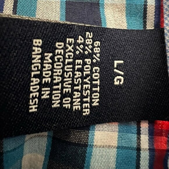 Chaps Mens Button Down Shirt Multicolor Plaid Long Sleeve Collar Pocket L - Picture 9 of 10